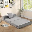 6 Inch Tri-fold Sofa Bed Folding Mattress with Pillow-Light Gray Online now