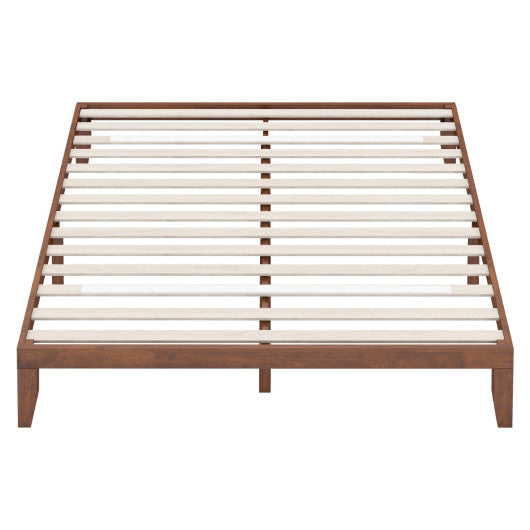 14 Inch King Size Rubber Wood Platform Bed Frame with Wood Slat Support-Walnut Online Sale