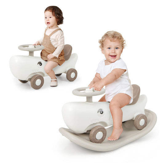 Convertible Rocking Horse and Sliding Car with Detachable Balance Board-White on Sale