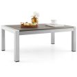 Modern Rectangular Patio Coffee Table with Plastic Wood Tabletop and Rustproof Aluminum Frame-Gray Online Sale