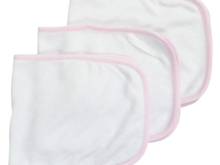 Baby Burpcloth With Pink Trim (Pack of 3) For Cheap