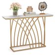 48  Gold Console Table with White Faux Marble Tabletop-White on Sale