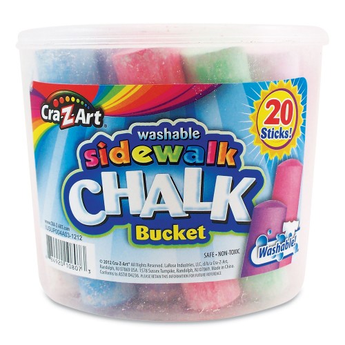 Cra-Z-Art Washable Sidewalk Jumbo Chalk in Storage Bucket with Lid and Handle, 12.63 , 20 Assorted Colors (108076) Online Hot Sale