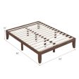 14 Inch King Size Rubber Wood Platform Bed Frame with Wood Slat Support-Walnut Online Sale