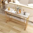 Modern Console Table with Geometric Frame and Faux Marble Tabletop-White Sale