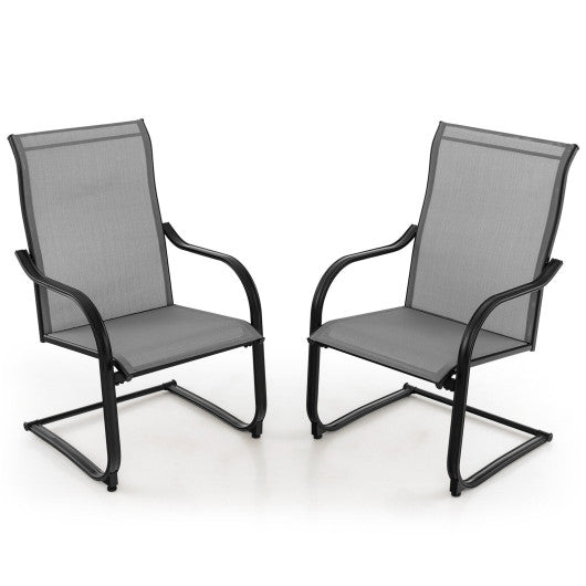 2 Pieces C-Spring Motion Patio Dining Chairs with Breathable Fabric-Gray Online now