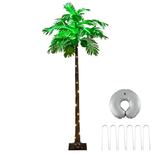 6 FT LED Lighted Artificial Palm Tree Hawaiian Style Tropical with Water Bag Cheap