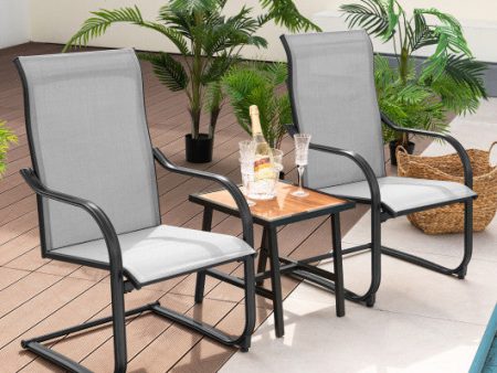 2 Pieces C-Spring Motion Patio Dining Chairs with Breathable Fabric-Gray Online now