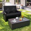 Patio Rattan Daybed with 4-Level Adjustable Backrest and Retractable Side Tray-Black Supply