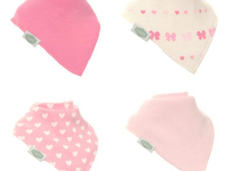 Bandana Dribble Bibs 4 Pack Hearts and Bows Hot on Sale