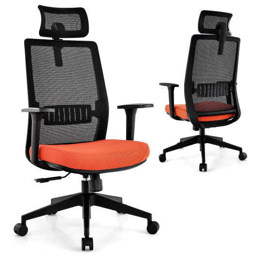 Ergonomic Office Chair with Lumbar Support and Adjustable Headrest-Black Online now