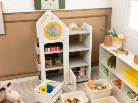 Multipurpose Toy Chest and Bookshelf with Mobile Trolley for Bedroom-Gray Online Hot Sale