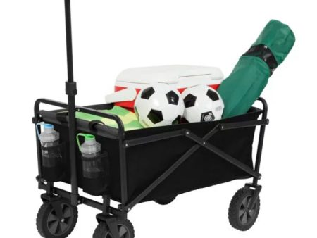 Compact Outdoor Folding Utility Wagon, Black Portable Shopping Cart Online Hot Sale