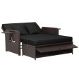 Patio Rattan Daybed with 4-Level Adjustable Backrest and Retractable Side Tray-Black Supply