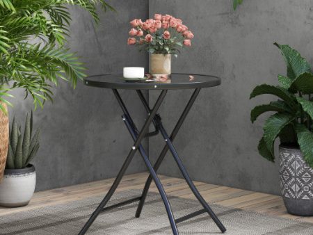 23 Inch Round Bistro Table with Tempered Glass Tabletop Online Hot Sale