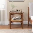 Rattan Round Side End Table with Tempered Glass Tabletop on Sale