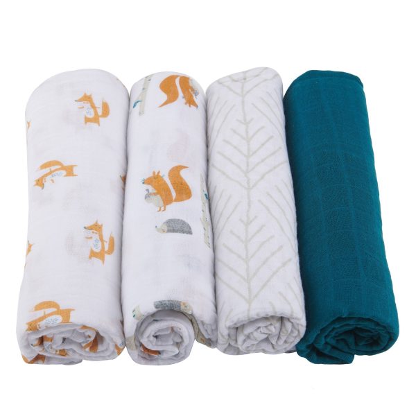 Forest Friends Swaddle Blankets 4 Pack Supply