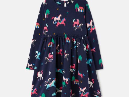 Joules Hampton Long Sleeve Dress Navy Ponies Cheap