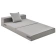 6 Inch Tri-fold Sofa Bed Folding Mattress with Pillow-Light Gray Online now