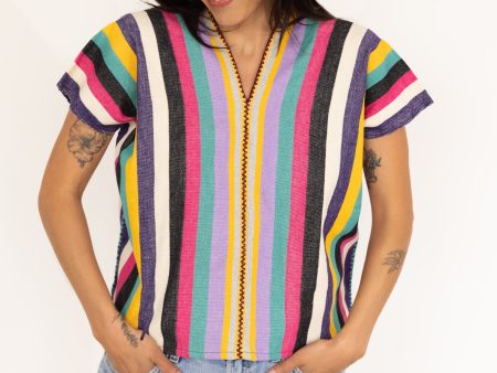 RAINBOW STRIPE V-NECK For Cheap