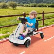 6V Kids Ride on Drift Car with 360° Spin and 2 Adjustable Heights-White Fashion