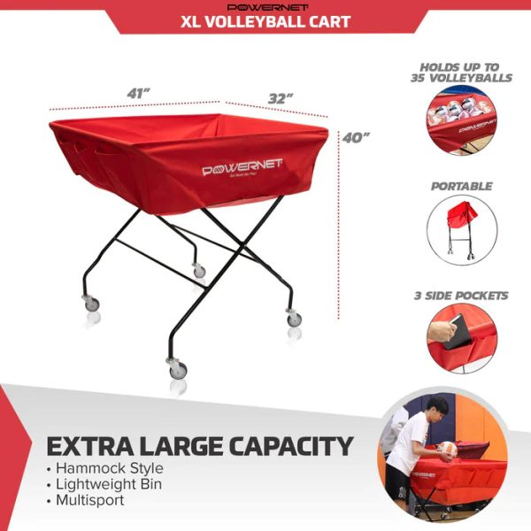 PowerNet Extra-Large Volleyball Basketball Wheeled Cart with 3 Side Pockets (1189) Sale