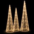 Set of 3 Pre-lit Christmas Cone Trees with Star Strings For Cheap