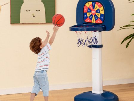 4-In-1 Adjustable Kids Basketball Hoop with Ring Toss Sticky Ball on Sale