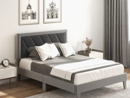 Twin Full Queen Platform Bed with High Headboard and Wooden Slats-Full Size Online now