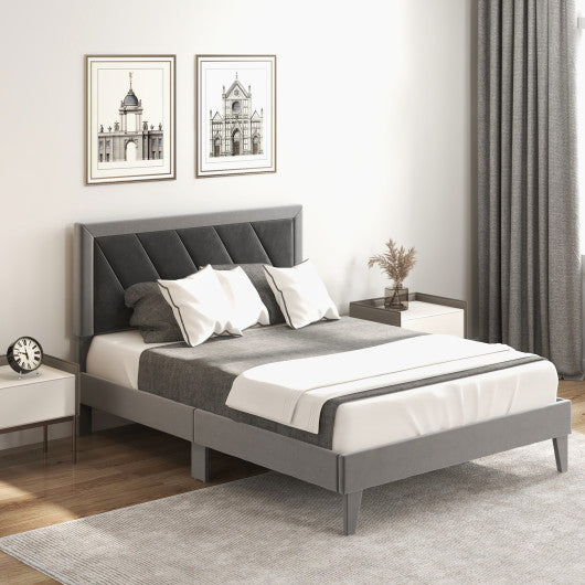 Twin Full Queen Platform Bed with High Headboard and Wooden Slats-Full Size Online now