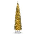 5 6 7 8 9 Feet Pre-lit Pencil Artificial Christmas Tree with 150 180 200  300 400 Warm White LED Lights-7 ft Sale