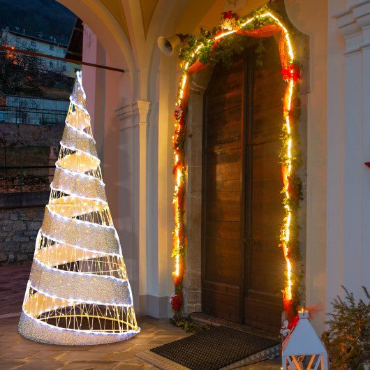 5 Feet Pre-lit Christmas Cone Tree with 300 Warm White and 250 Cold White LED Lights Online Hot Sale