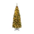 5 6 7 8 9 FT Pre-Lit Artificial Hinged Slim Pencil Christmas Tree-6 ft For Sale