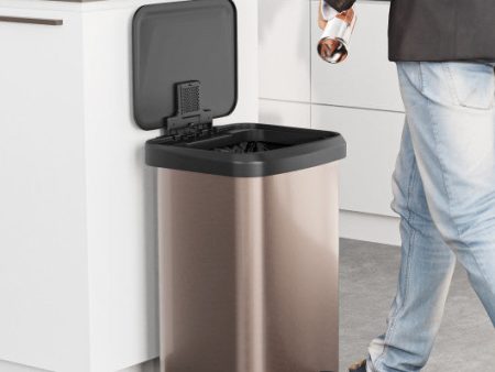 13.2 Gallon Step Trash Can with Soft Close Lid and Deodorizer Compartment-Golden Fashion