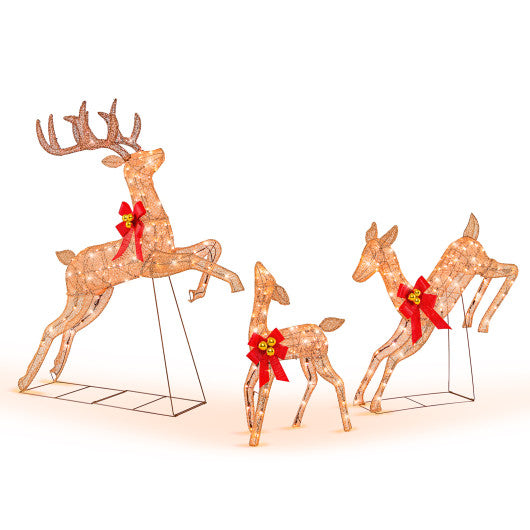 3 Pieces Lighted Christmas Reindeer Family Set with 255 Lights Fashion