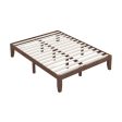 14 Inch Queen Size Rubber Wood Platform Bed Frame with Wood Slat Support-Walnut Online now