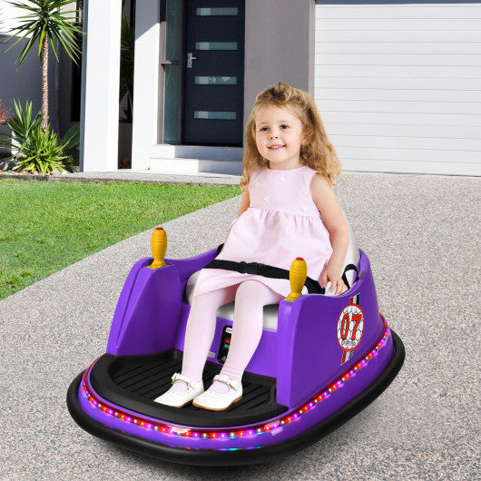 12V Electric Kids Ride On Bumper Car with Flashing Lights for Toddlers-Purple Fashion