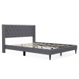 Queen Size Upholstered Platform Bed with Button Tufted Wingback Headboard-Gray Sale