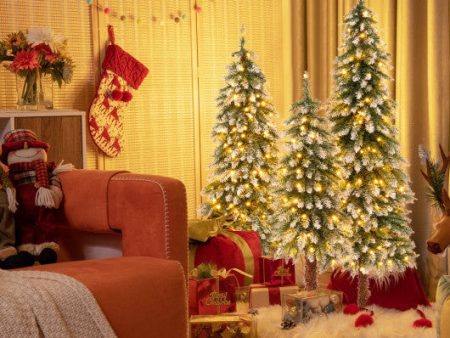 Pre-Lit Christmas Tree Set of 3 - Snowy and Slim Discount