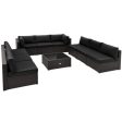 10 Piece Outdoor Wicker Conversation Set with Seat and Back Cushions-Black Online Sale