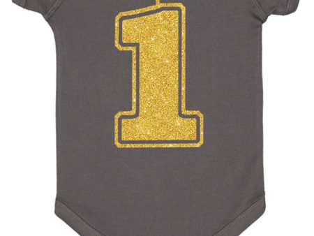 1 Gold First Birthday Bodysuit Supply