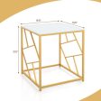 Square End Table with Tempered Glass Tabletop and Gold Finish Geometric Frame-Golden Online Hot Sale