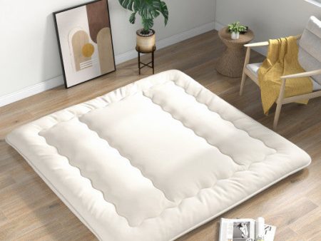 Queen King Twin Full Futon Mattress Floor Sleeping Pad with Washable Cover Beige-King Size Fashion