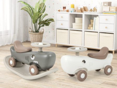 Convertible Rocking Horse and Sliding Car with Detachable Balance Board-White on Sale