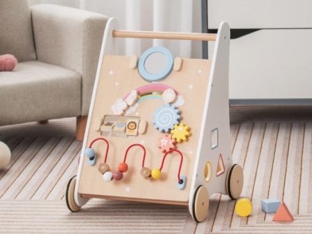 Wooden Baby Walker with Multiple Activities Center for Over 1 Year Old-White Cheap