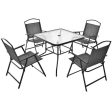 Patio Dining Set for 4 with Umbrella Hole-Gray For Sale