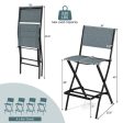 Outdoor Folding Bar Height Stool Set of 4 with Metal Frame and Footrest-Blue Supply