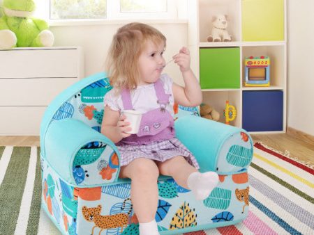 Kids Armchair with Plush Velvet Cover and Soft Sponge Filling-Blue on Sale