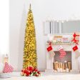 5 6 7 8 9 Feet Pre-lit Pencil Artificial Christmas Tree with 150 180 200  300 400 Warm White LED Lights-9 ft Discount