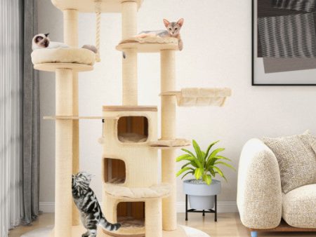 Multi-Level Cat Tree with 3-story Cat Condo-Beige Supply